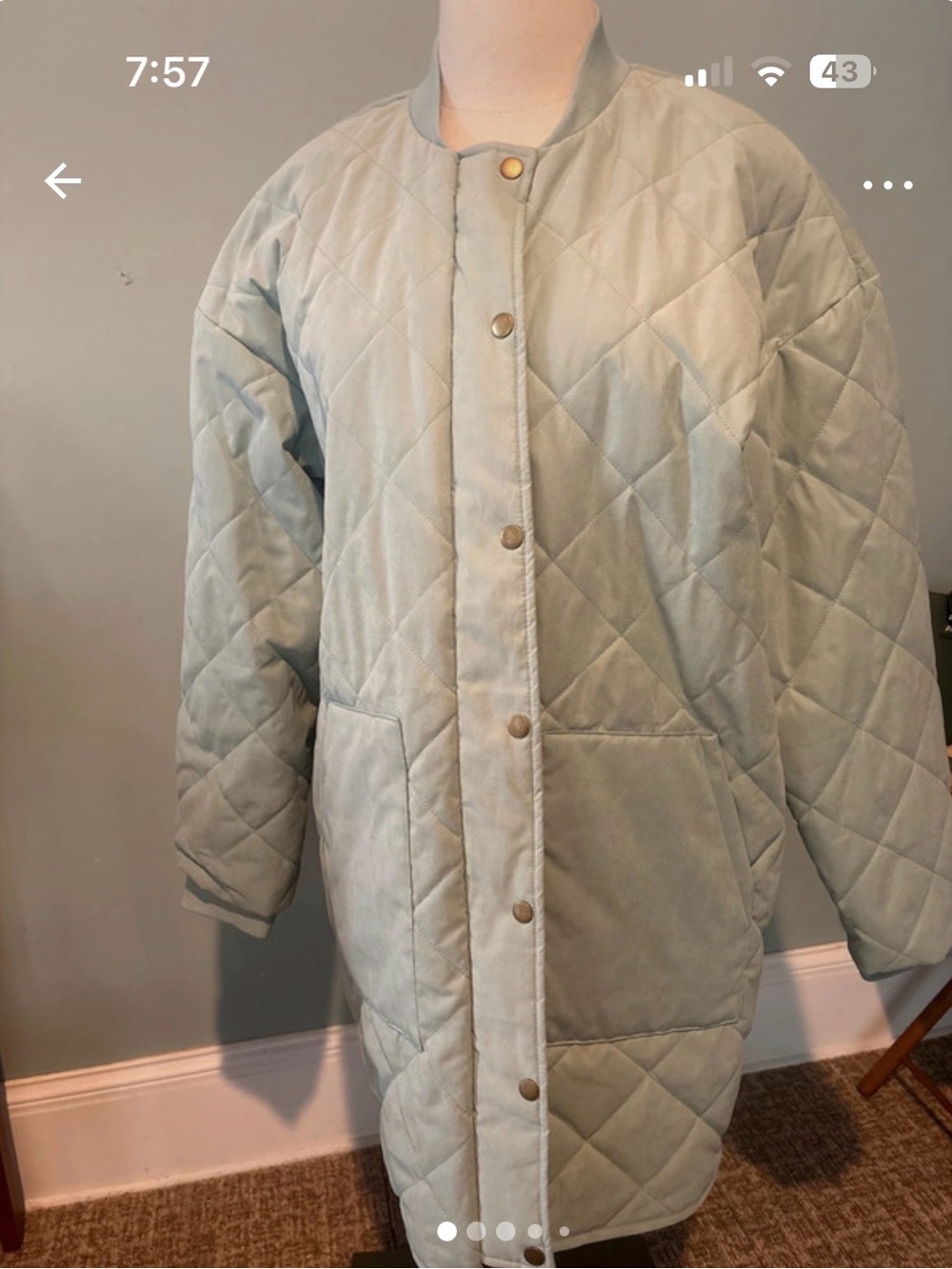 Universal Thread Light Sage Quilted Long Puffer Coat